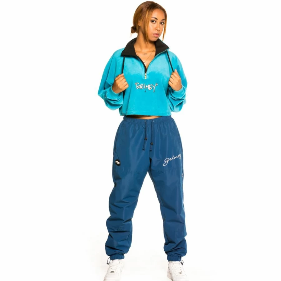 Grimey Martinica Gem Cutting Blue Crop Sweatshirt and Track Pant Set - Fall 2021 Collection