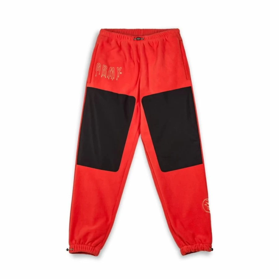 Grimey Back At You Red Polar Fleece Pants - Winter FW23 Cozy Casual Trousers