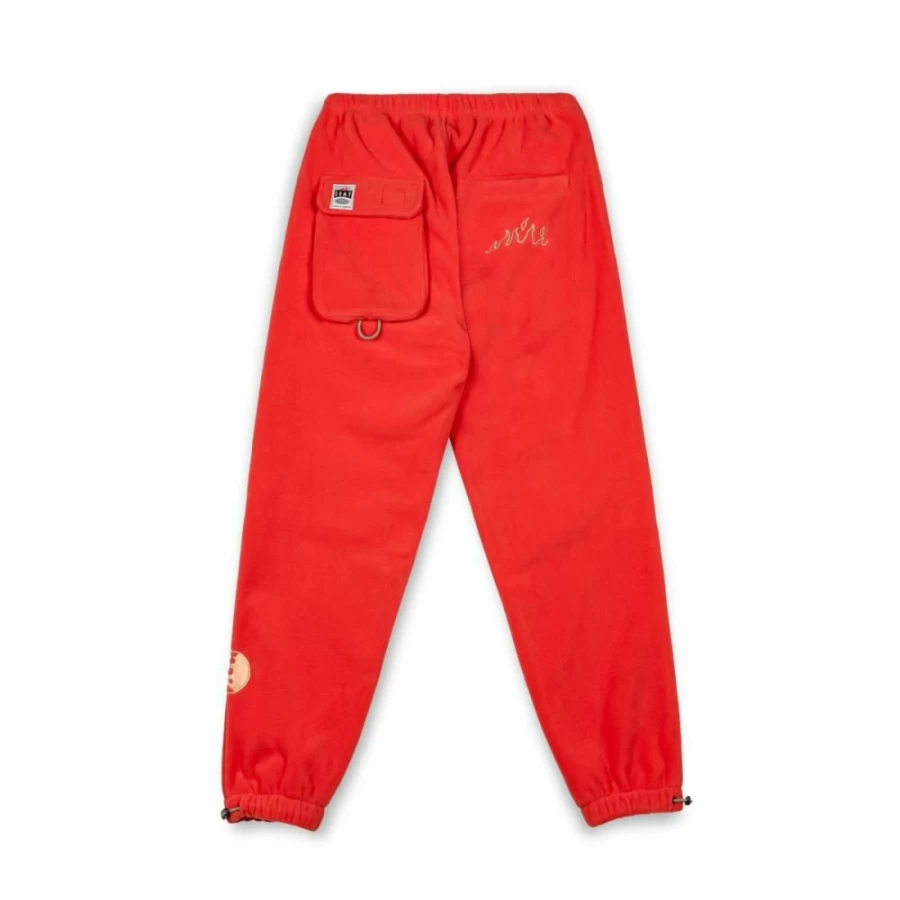 Grimey Back At You Red Polar Fleece Pants - Winter FW23 Cozy Casual Trousers
