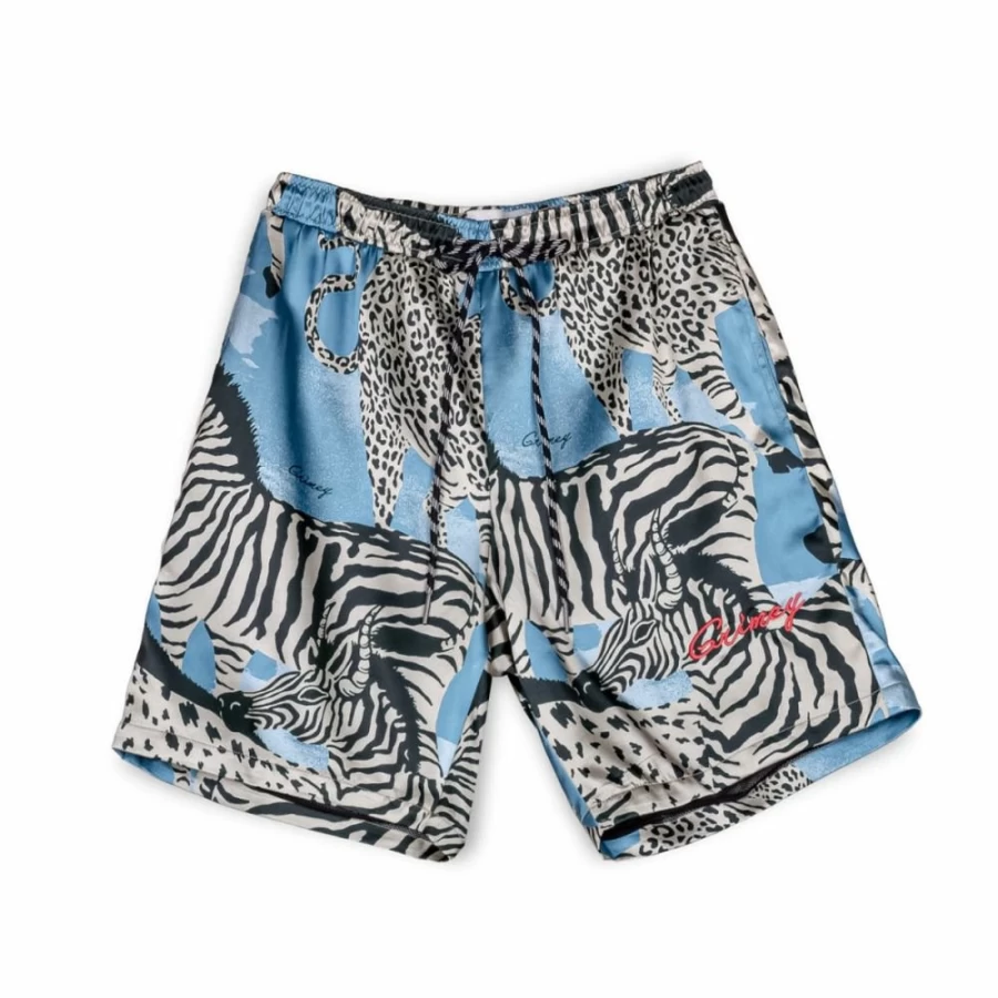 Grimey Animal Print Satin Shorts - Blue Summer Shorts for Women - Trendy Casual Lounge Wear - 2023 Collection
