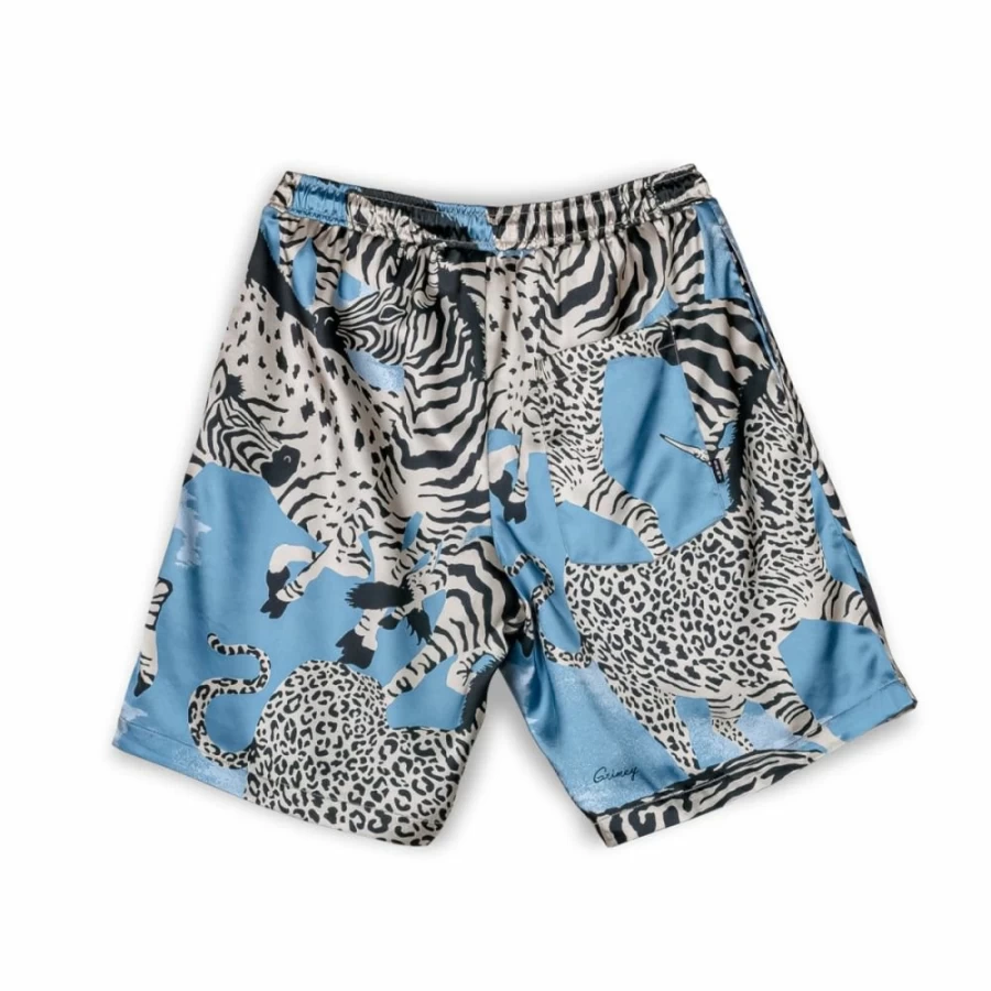 Grimey Animal Print Satin Shorts - Blue Summer Shorts for Women - Trendy Casual Lounge Wear - 2023 Collection