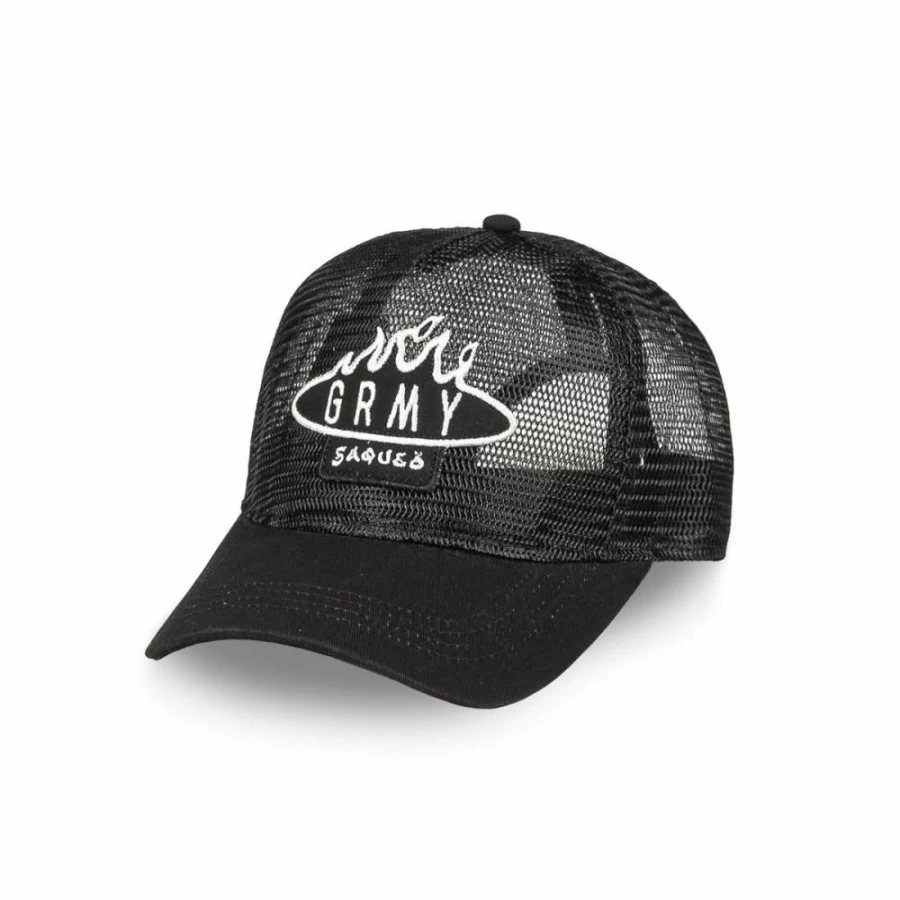 Grimey Black Burn In Flames Trucker Cap - SS24 Collection - Adjustable Snapback Hat