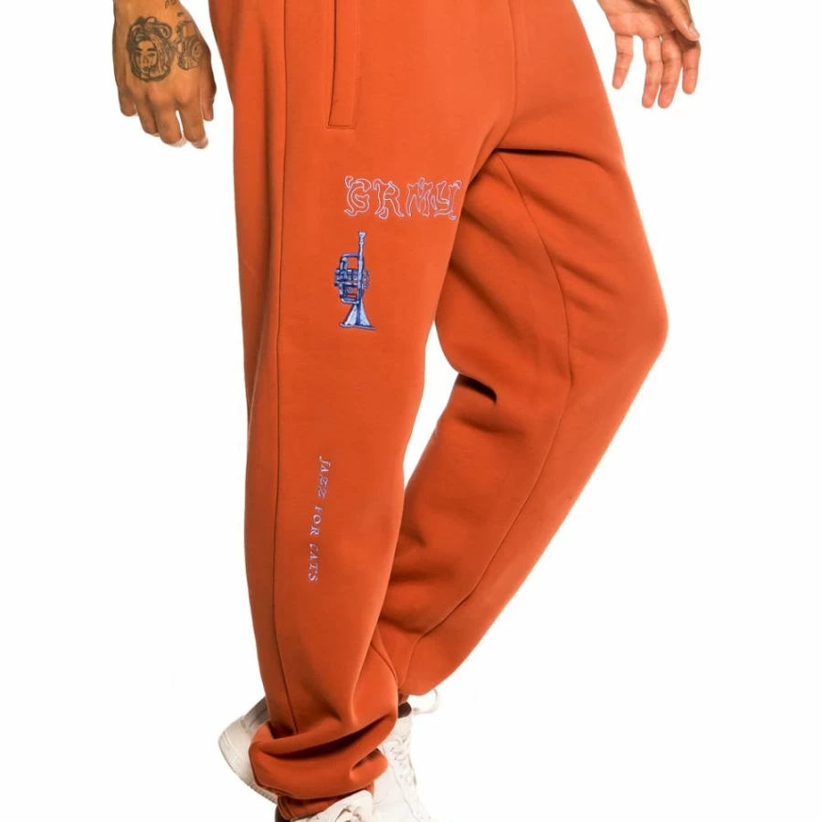 Grimey Jazz Thing Sweatpants for Men - Comfortable Ochre Joggers - Fall 2021 Collection