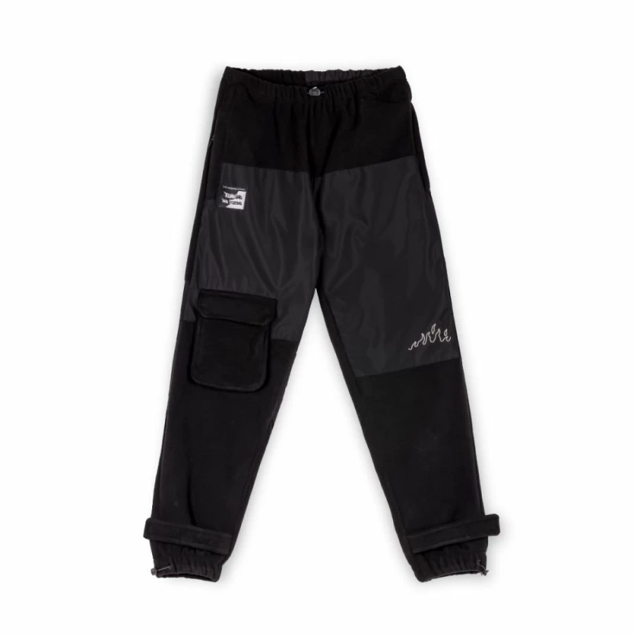 Grimey Snow Fox Polar Fleece Pants for Winter - Black, Size L 22, Insulated Cold Weather Trousers