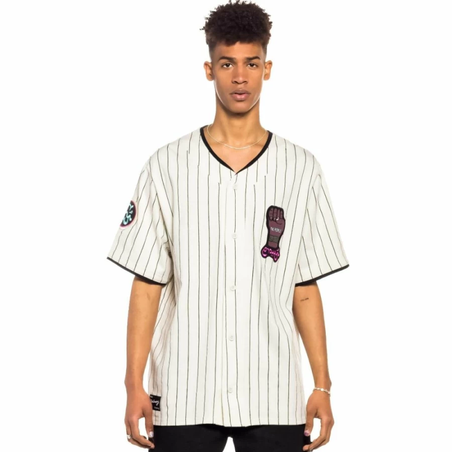 Grimey Baseball Jersey - White Striped Vintage Style for Men & Women - Spring 2022 Collection