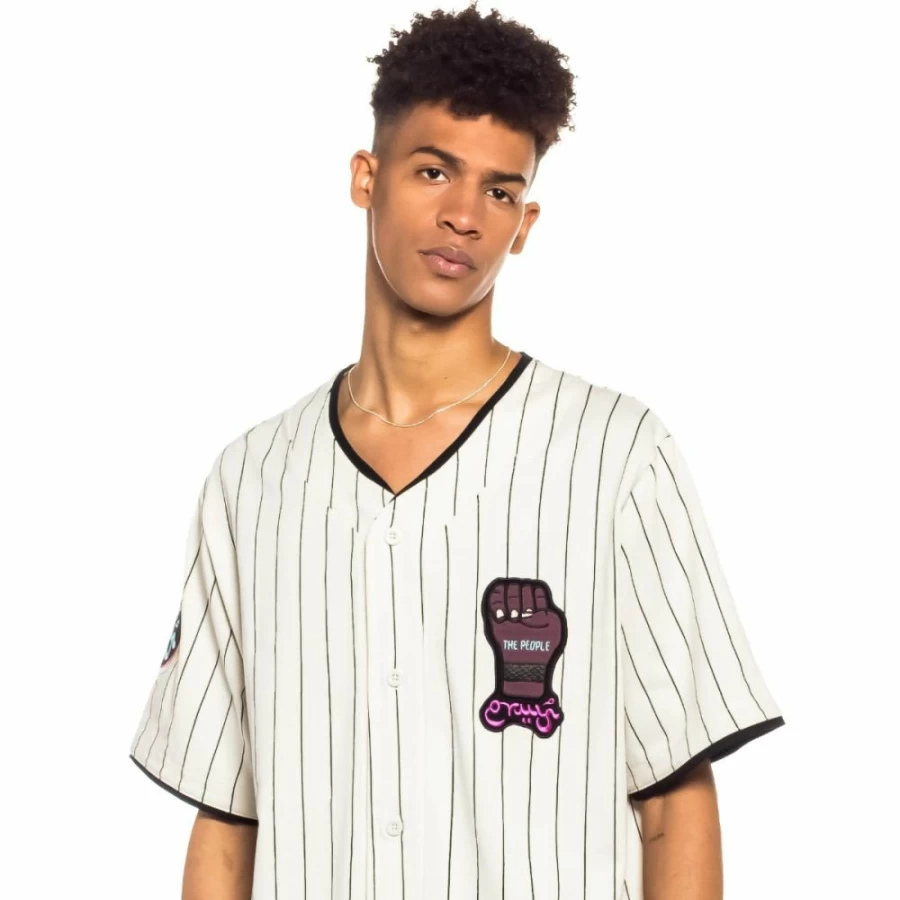Grimey Baseball Jersey - White Striped Vintage Style for Men & Women - Spring 2022 Collection