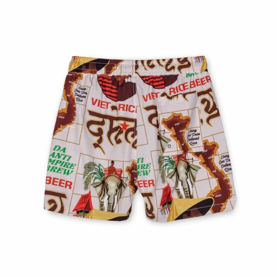 Grimey White Beer Print Swimming Shorts for Men - Summer 2023 Collection - Casual Beach Shorts