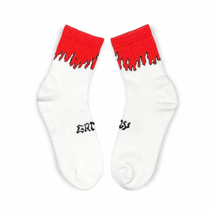 Grimey Fire Route Flames Socks - White - Spring 2023 Collection - Trendy Streetwear Socks for Men & Women