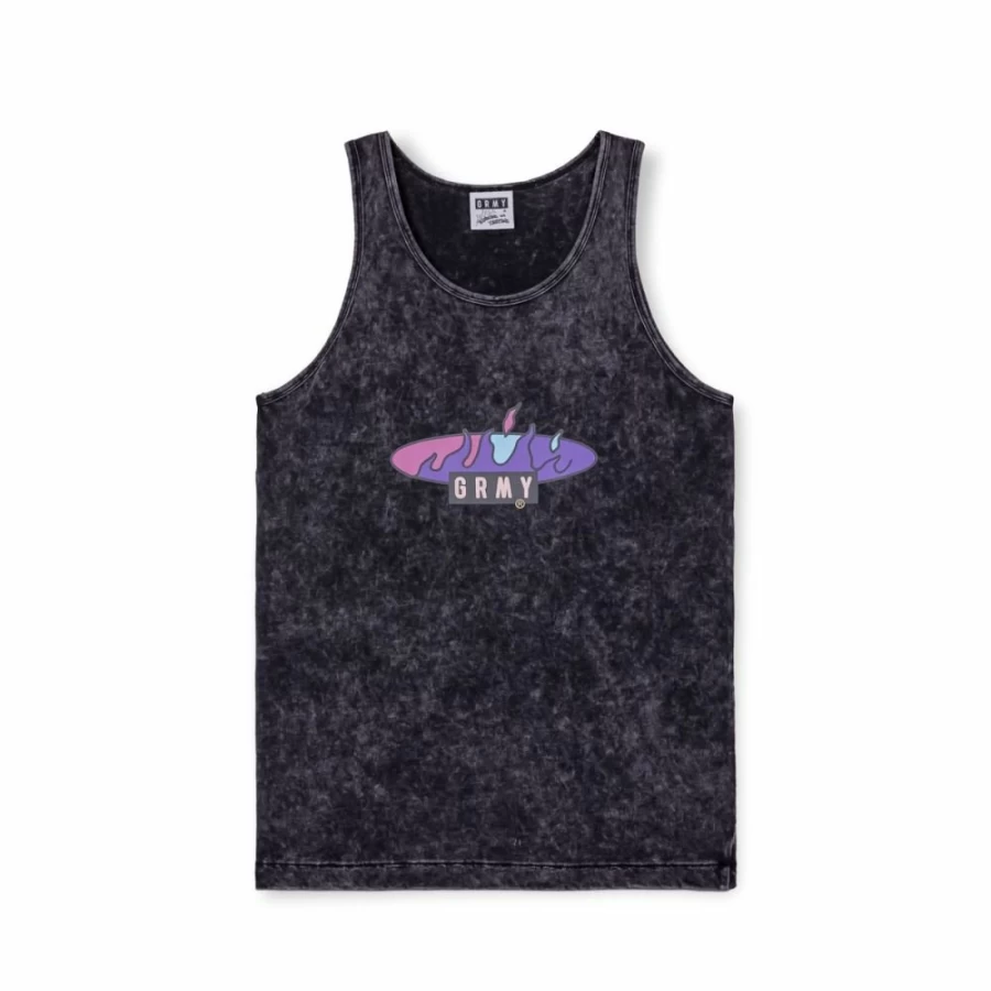 Grimey Cloven Tongues Stone-Washed Black Tank Top - Summer 2023 Collection