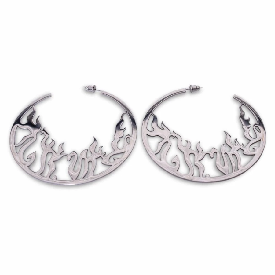 Grimey Black Fire Yoga Earrings for Women - Stylish Fw20 Drop Dangle Hoop Earrings