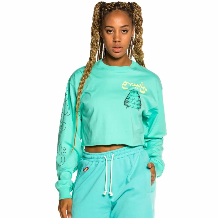 Grimey Hope Unseen Blue Long Sleeve Crop Top for Women - Spring 2021 Fashion Trendy Streetwear