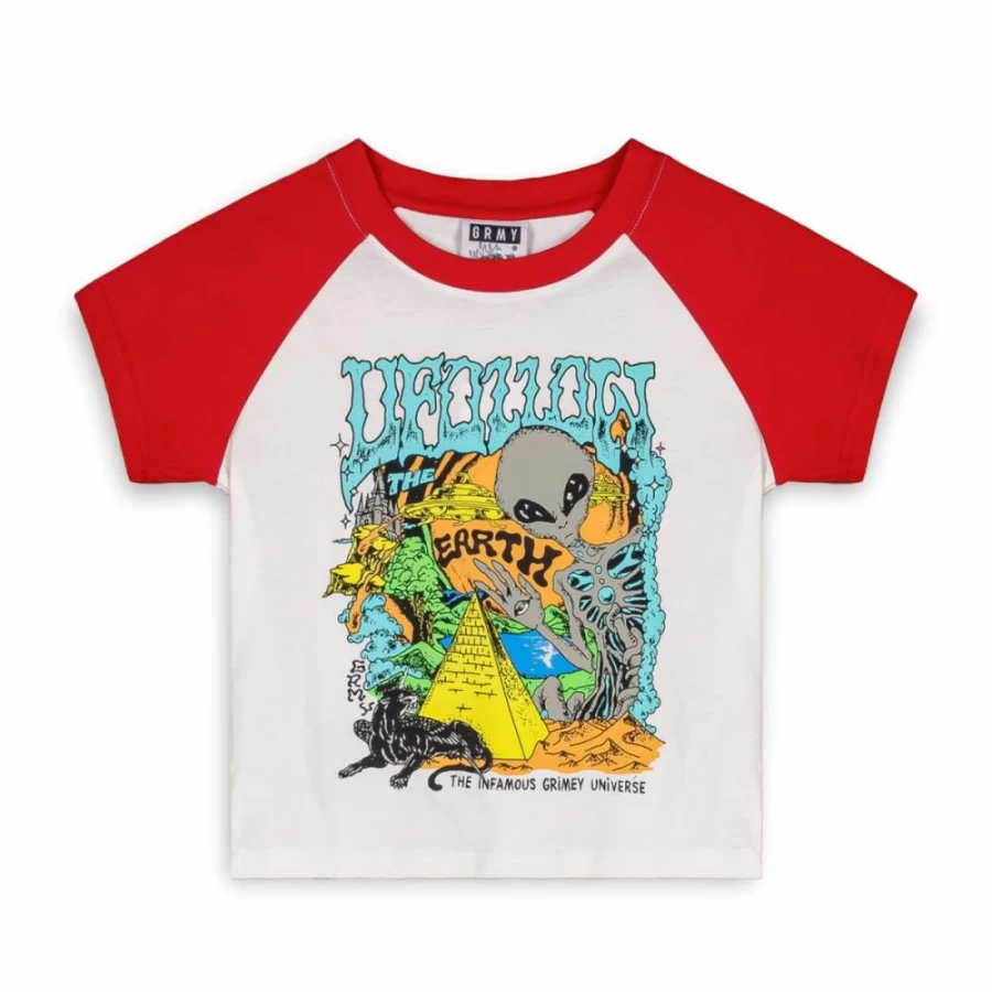 Grimey Red Fitted Raglan Top for Women - Ufollow Girl Collection Spring 2023