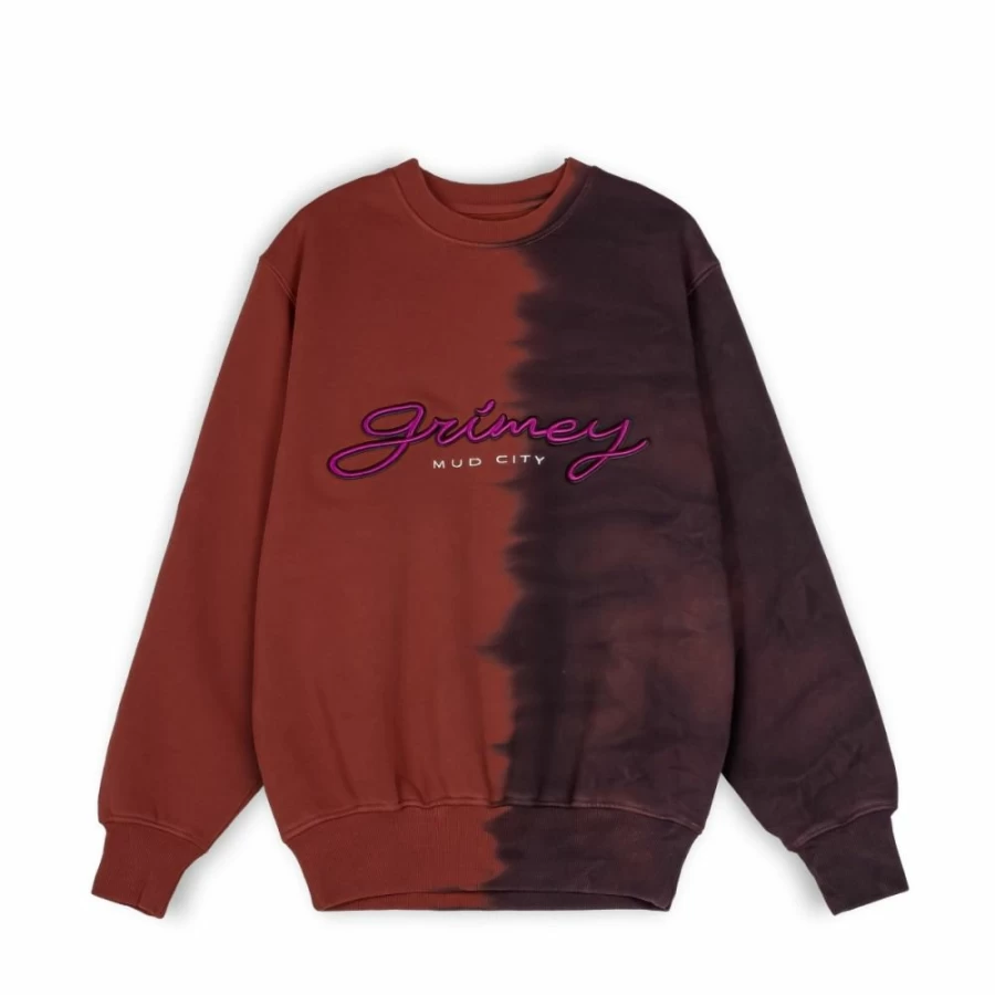 Grimey "Dust Storm" Tie-Dye Brown Crewneck Sweatshirt - Fall 2022 Collection
