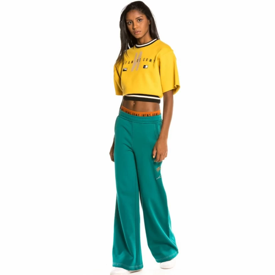Grimey Nite Marauder Crop Top and Track Pants Set in Green and Mustard - FW20 Collection