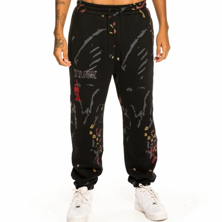Grimey Jazz Thing All Over Print Sweatpants - Black Casual Joggers for Men & Women - Fall 2021 Collection