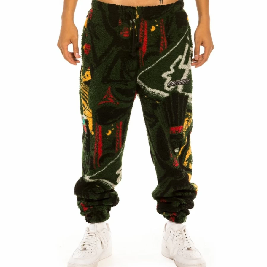 Grimey Space Lady All Over Jacquard Sherpa Lined Winter Pants in Orange - Cozy & Stylish
