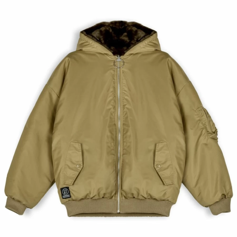 Grimey Reversible Bomber Jacket with Fur Lining - Brown Winter Coat for Men 2022