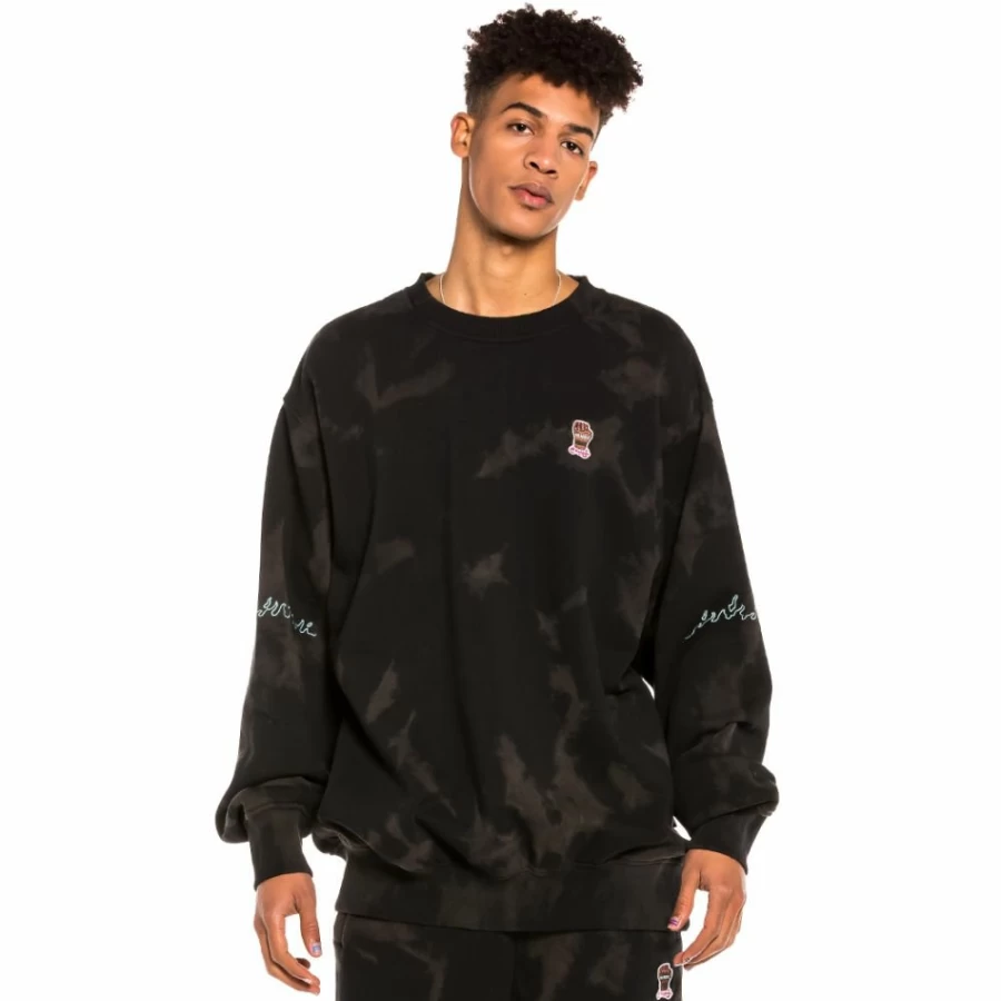 Grimey Bleached Black Day Dreamer Crewneck Sweatshirt - Spring 2022 Collection