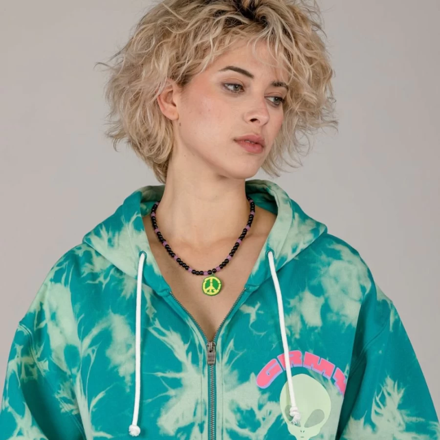 Grimey Black Beaded No Peace Necklace - Ufollow Collection Spring 2023