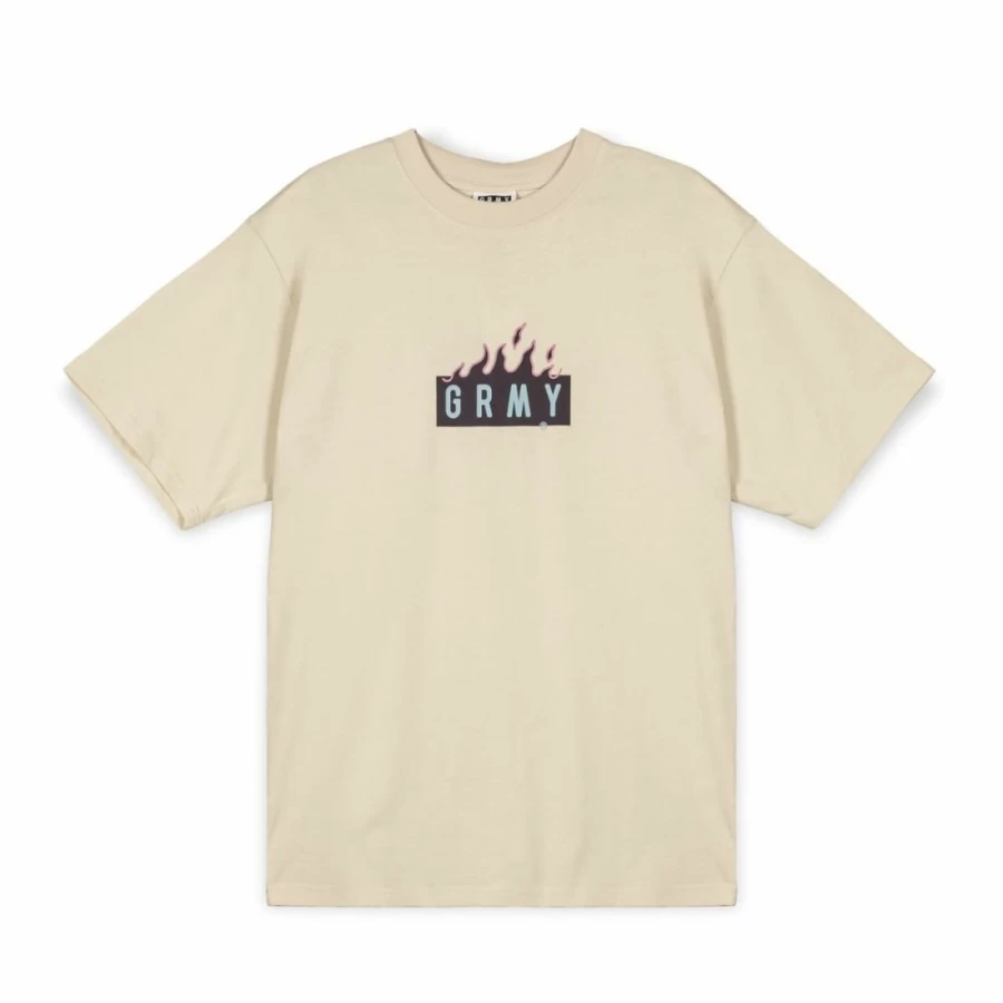 Grimey Oversized Melted Stone Graphic T-Shirt in Cream | FW23 Casual Streetwear Tee
