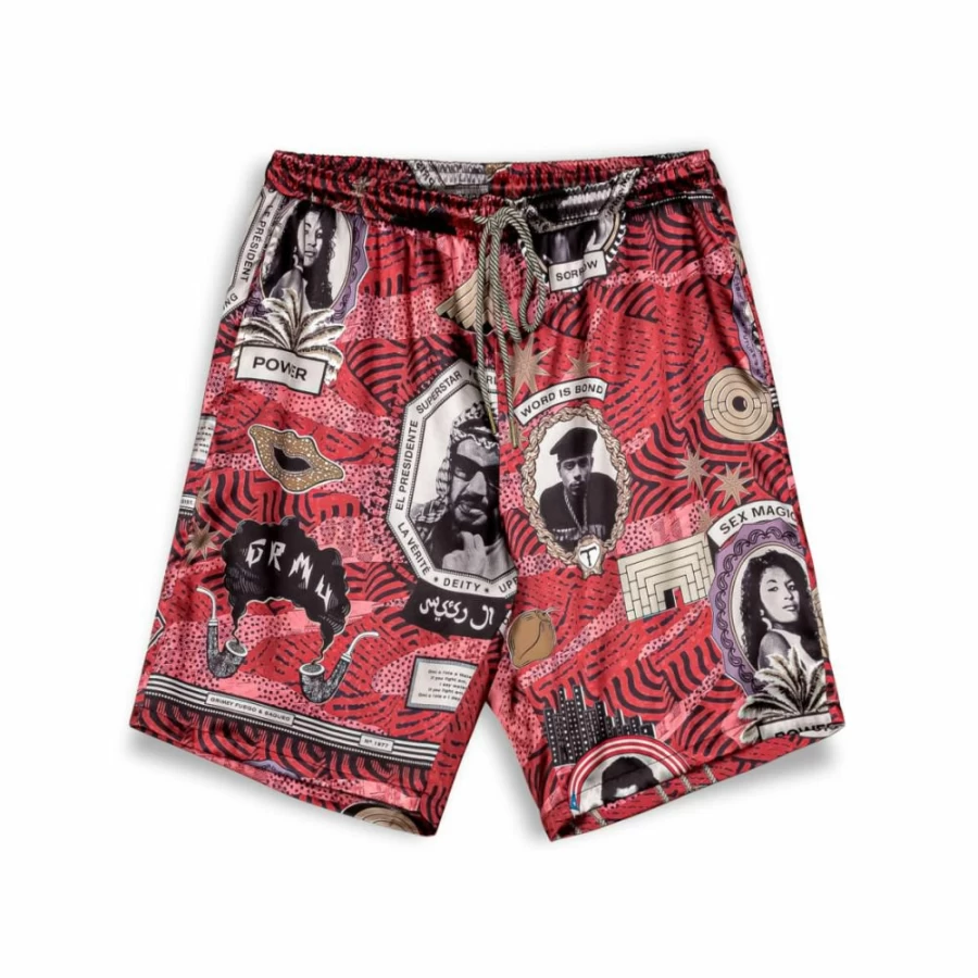 Grimey Supastar Satin Shorts - Red Satin Pantalon Corto for Men SS24 Fashion