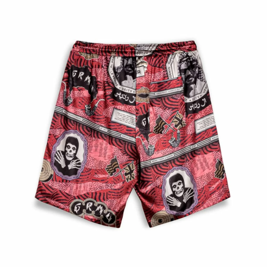 Grimey Supastar Satin Shorts - Red Satin Pantalon Corto for Men SS24 Fashion