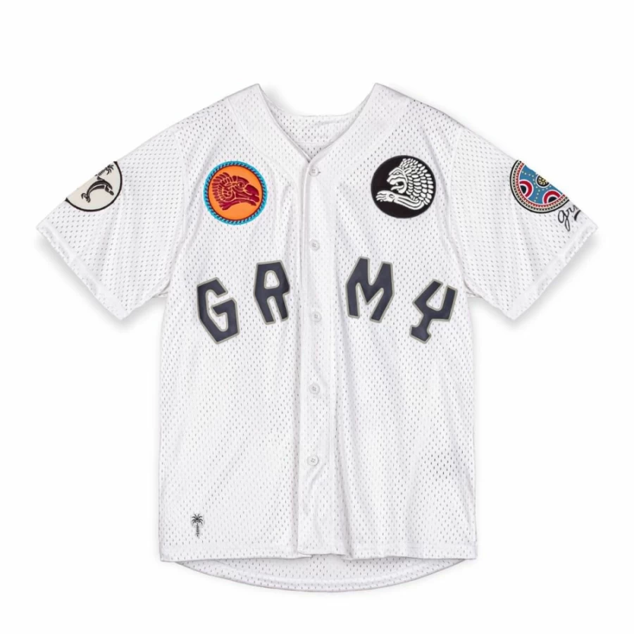 Grimey The Clout Mesh Baseball Tee - White Casual T-Shirt for Men - Spring 2023 Collection