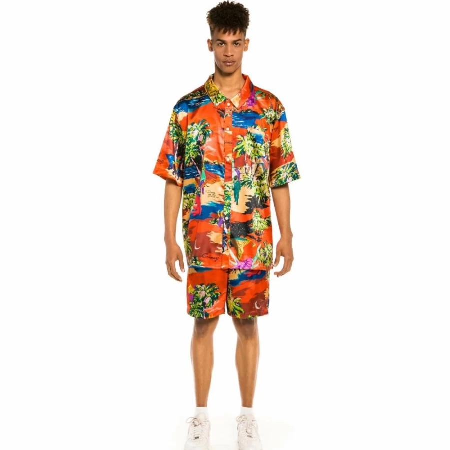 Grimey Red "Ocean Gateways" Button Up Shirt for Men - Summer 2022 Casual Style