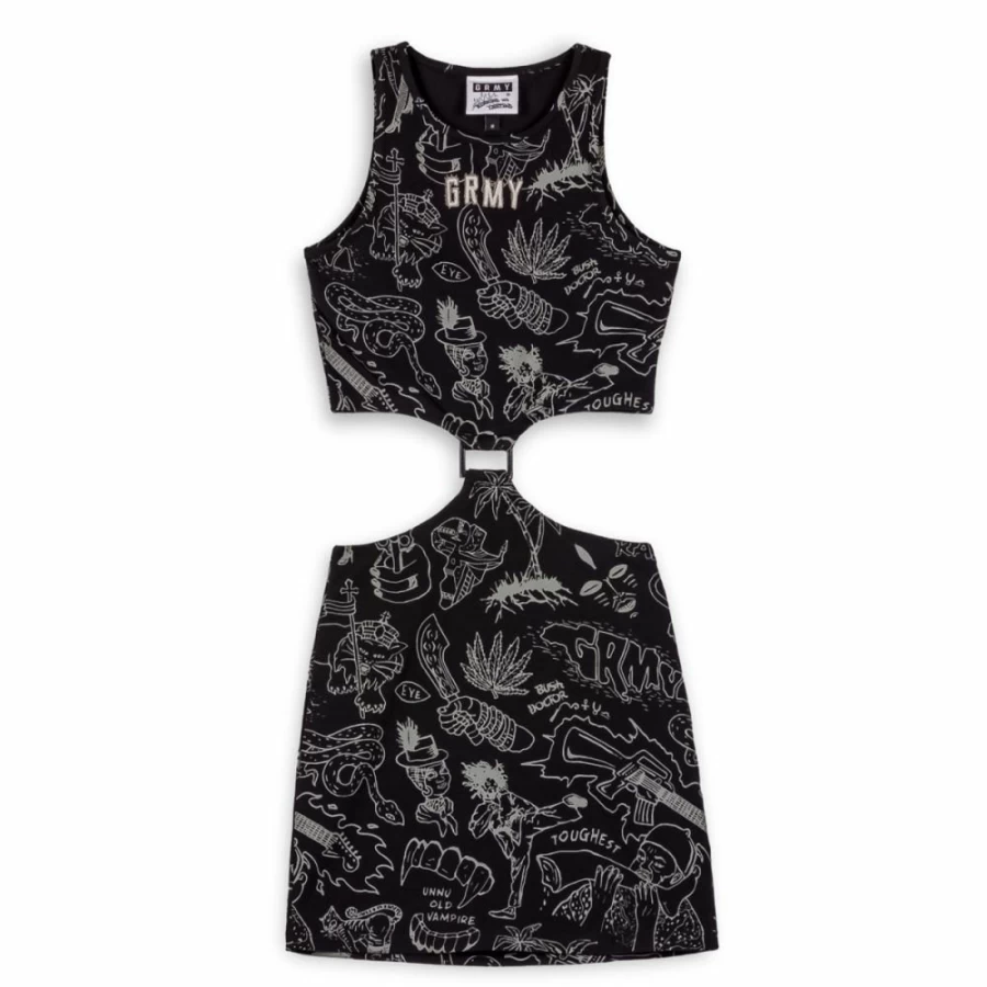 Grimey Black Tough Girl Dress - Durable Spring Collection 2023