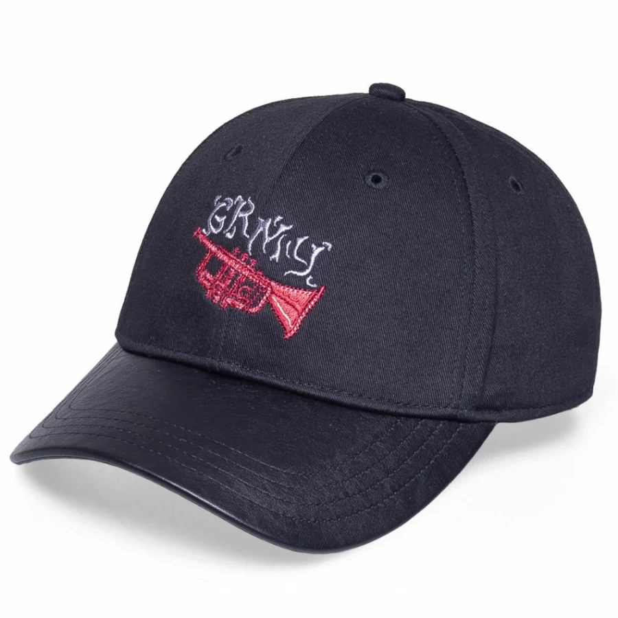 Grimey Jazz-Inspired Curved Visor Cap - Black Hip Hop Hat for Men & Women - Fall 2021 Collection
