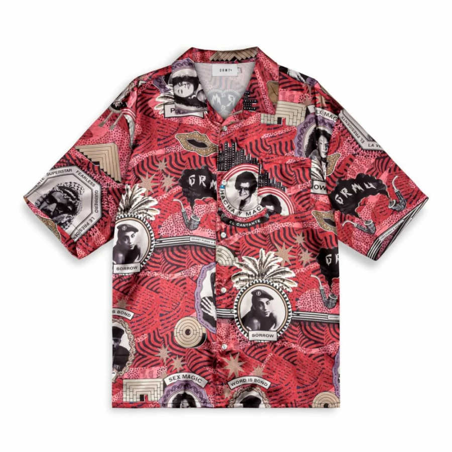 Grimey Supastar Satin Shirt for Men - Red Casual Shirt - SS24 Collection - Trendy Streetwear Top