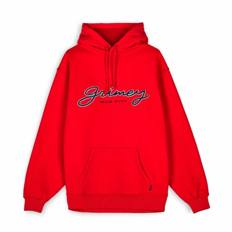 Grimey "Dust Storm" Hoodie - Red Pullover Sweatshirt for Men & Women, Fall 2022 Collection