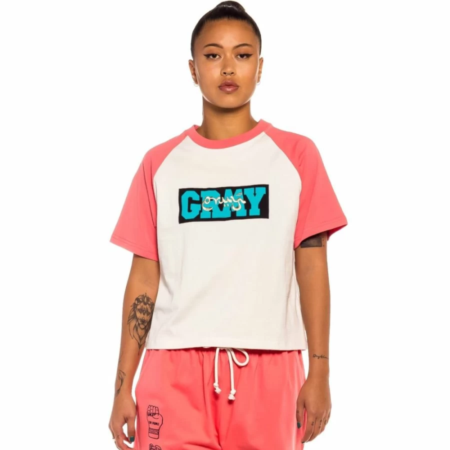 Grimey "Day Dreamer" Red Raglan Tee - Women's Short Sleeve T-Shirt for Spring 2022