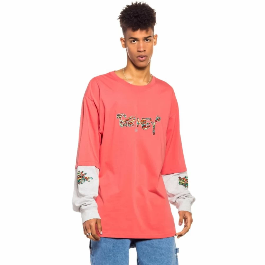 Grimey Nine Winds Long Sleeve Tshirt - Coral Color, Spring 2022 Collection