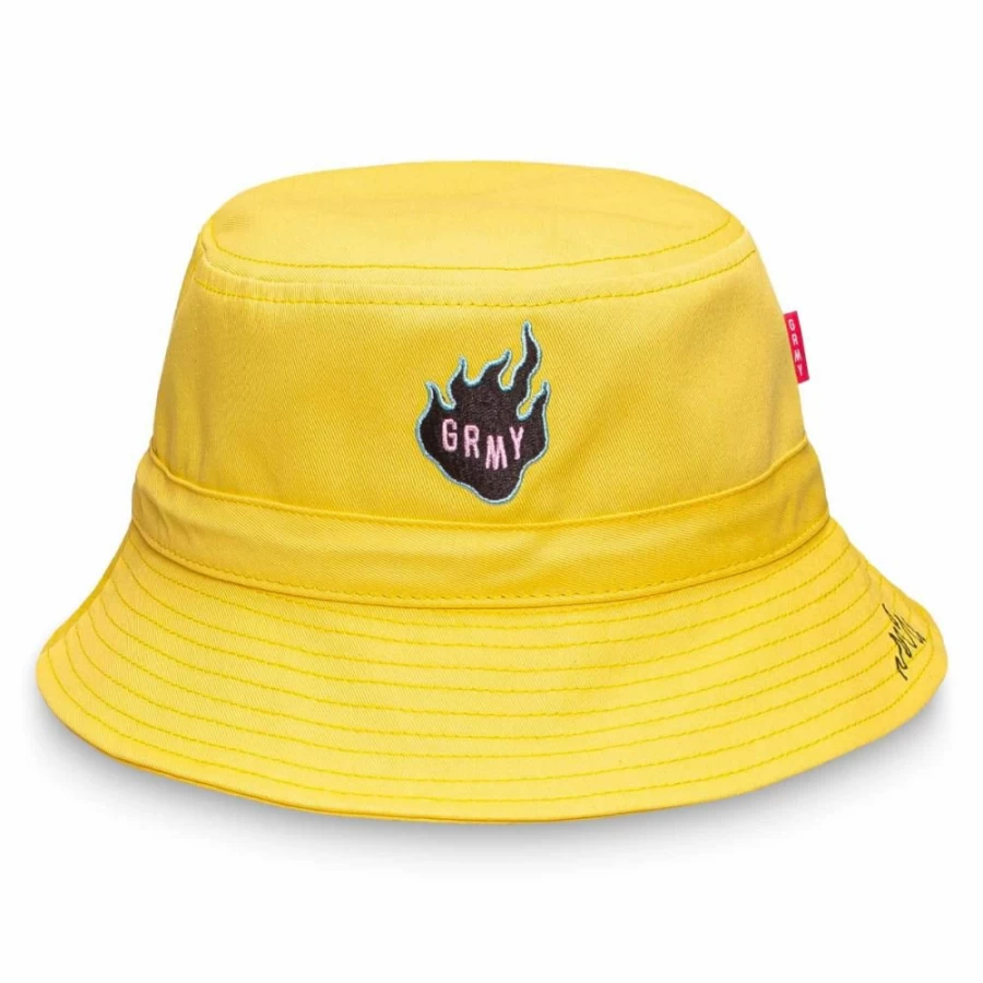 Grimey "Trespass" Bucket Hat - Yellow - Summer 2022 Collection - Unisex Adjustable Outdoor Sun Hat