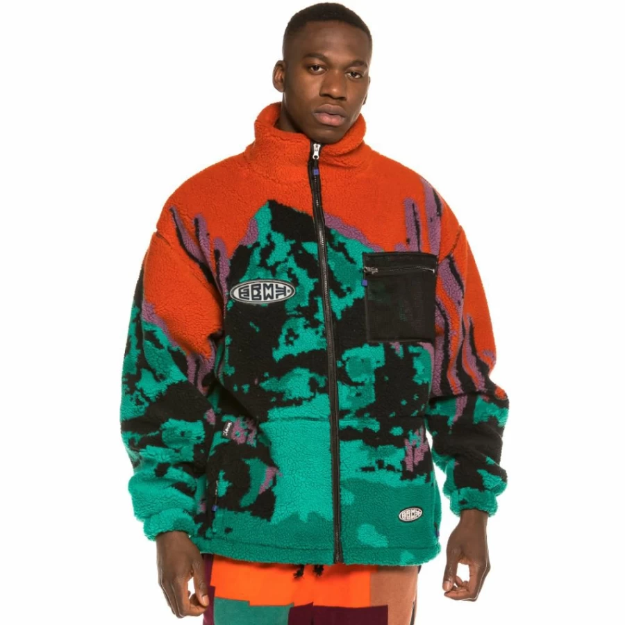 Grimey Dulce Sherpa Jacket for Men & Women | Warm Winter Coat FW20 | Orange Fleece Lined Outerwear