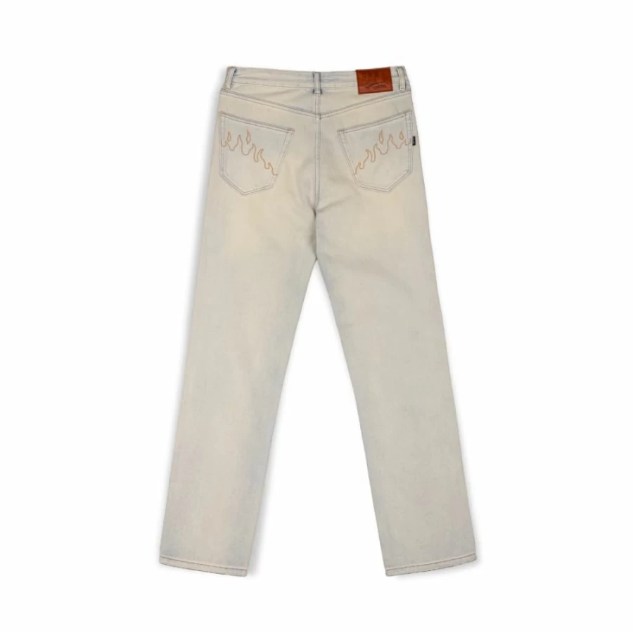 Grimey Snow Fox Washed Light Blue Winter Pants for Men - L 22 Insulated Snowproof Trousers