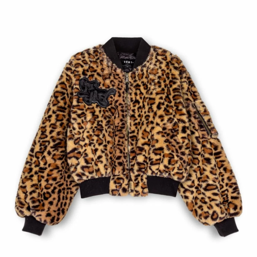 Grimey Leopard Print Fur Bomber Jacket for Women - Westbound Style Fall 2022