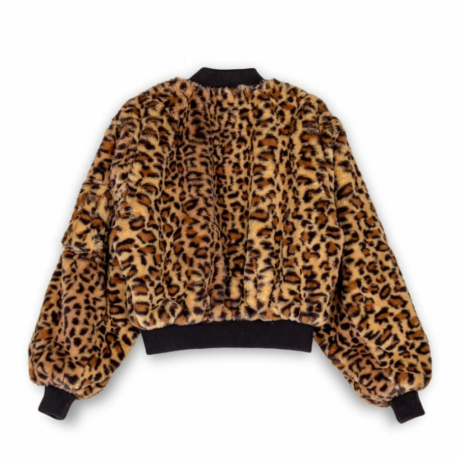 Grimey Leopard Print Fur Bomber Jacket for Women - Westbound Style Fall 2022