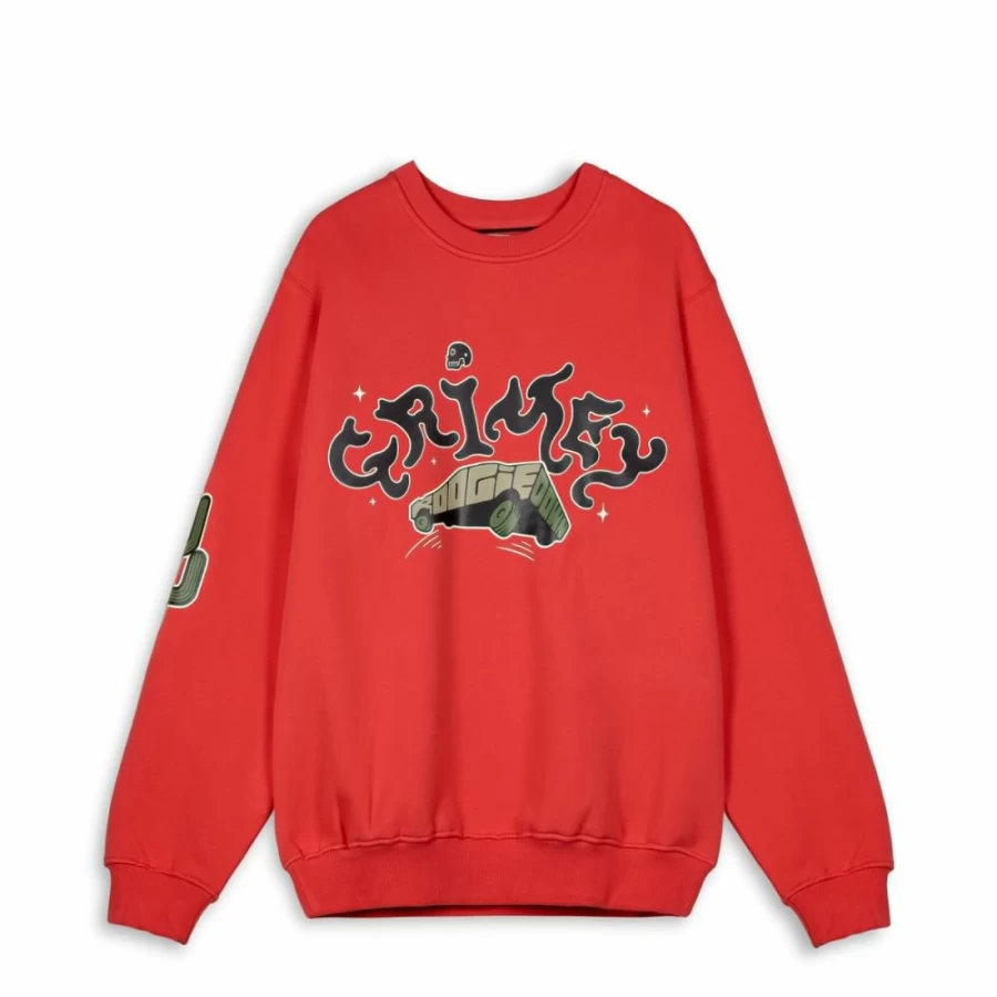Grimey Vintage Charleston Blvd Red Crewneck Sweatshirt - SS24 Collection
