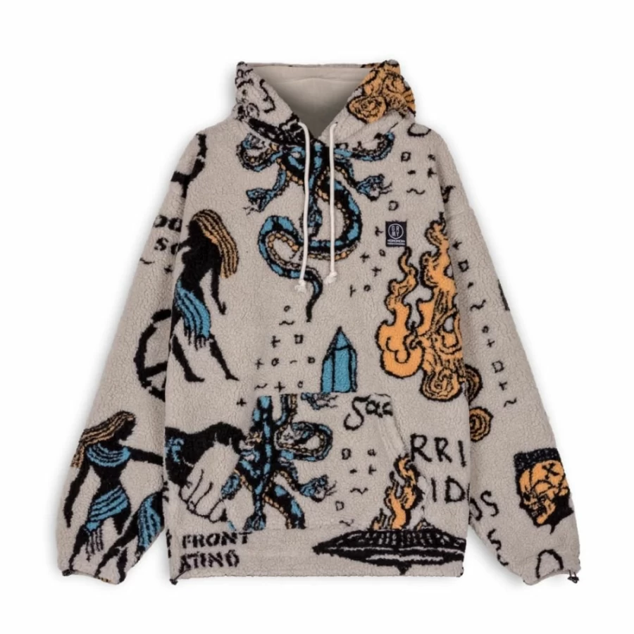 Grimey Lost Boys Sherpa Hoodie - Cream - Winter 2022 - Cozy Fleece Sweatshirt for Men & Women