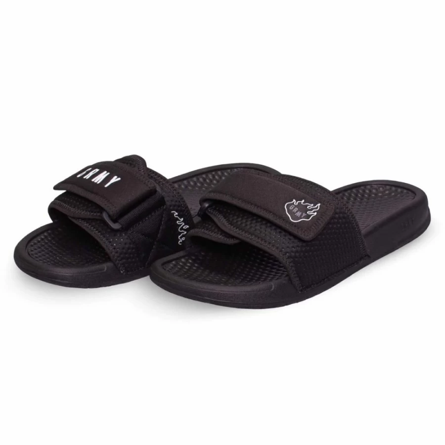 Grimey Trespass Black Slides - Summer 2022 Footwear - Comfortable Slide Sandals