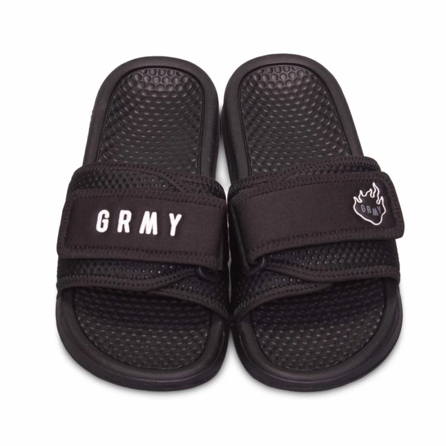 Grimey Trespass Black Slides - Summer 2022 Footwear - Comfortable Slide Sandals