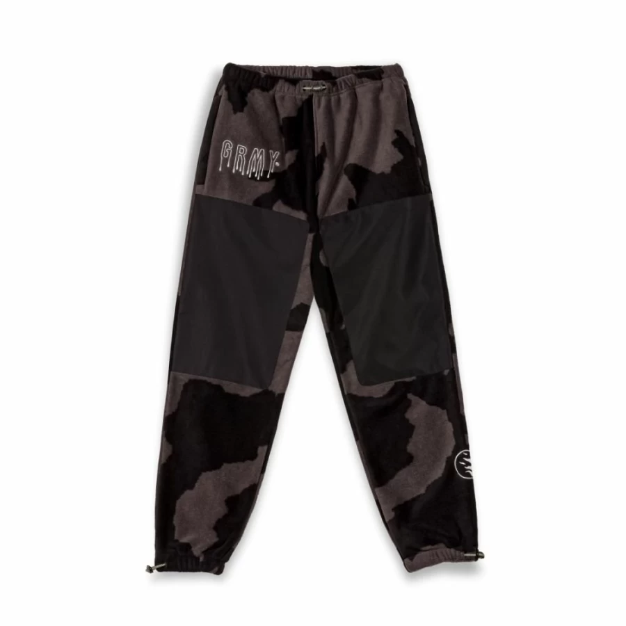 Grimey Black All Over Print Polar Fleece Track Pants - Comfortable & Stylish Hip-Hop Joggers