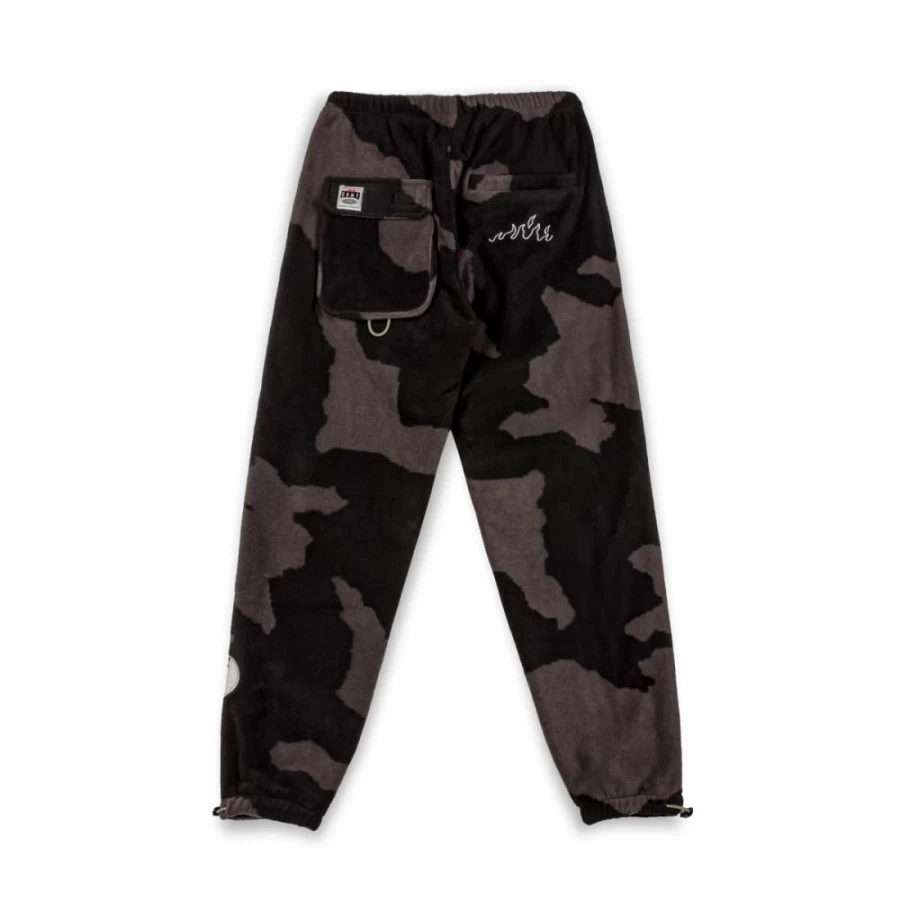 Grimey Black All Over Print Polar Fleece Track Pants - Comfortable & Stylish Hip-Hop Joggers