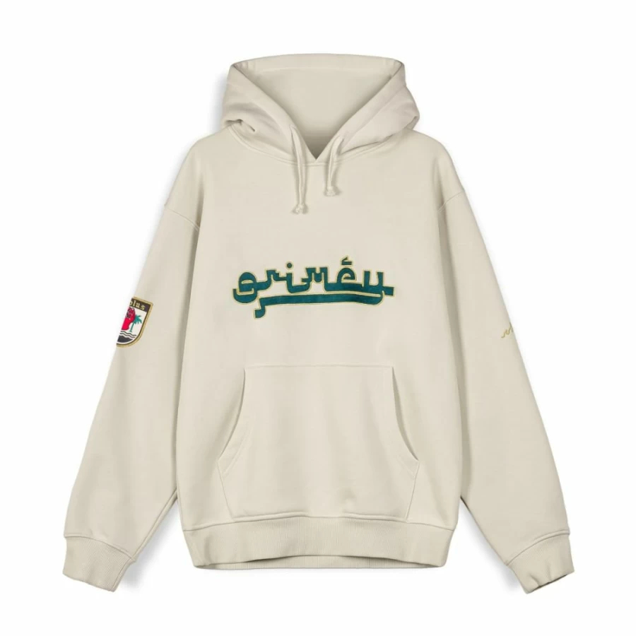 Grimey Vintage Hoodie with Nablus Stones Design - White Hooded Sweatshirt for Men & Women FW23 Collection