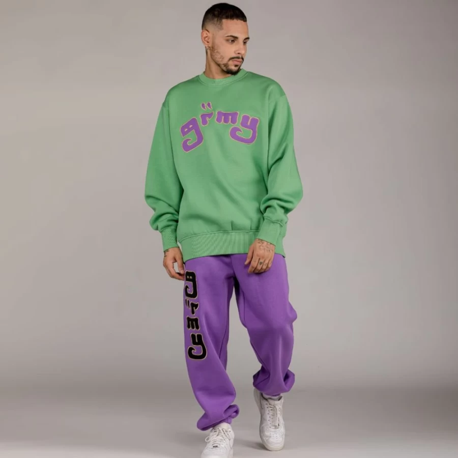 Grimey Lust Mantra Purple and Green Pack Pant & Sweatshirt Set - Fall 2022 Collection