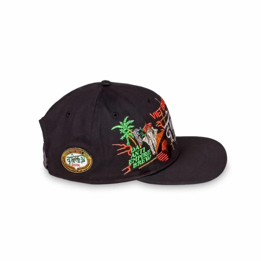 Grimey Black Viet Cong Beer Snapback Cap - Vintage Hip Hop Hat - Summer 2023 Limited Edition