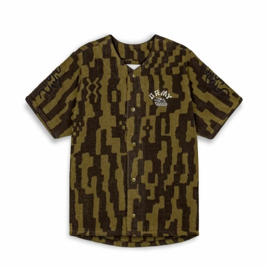 Grimey Lucky Dragon All Over Jacquard Baseball Shirt - Black - SS24 Collection