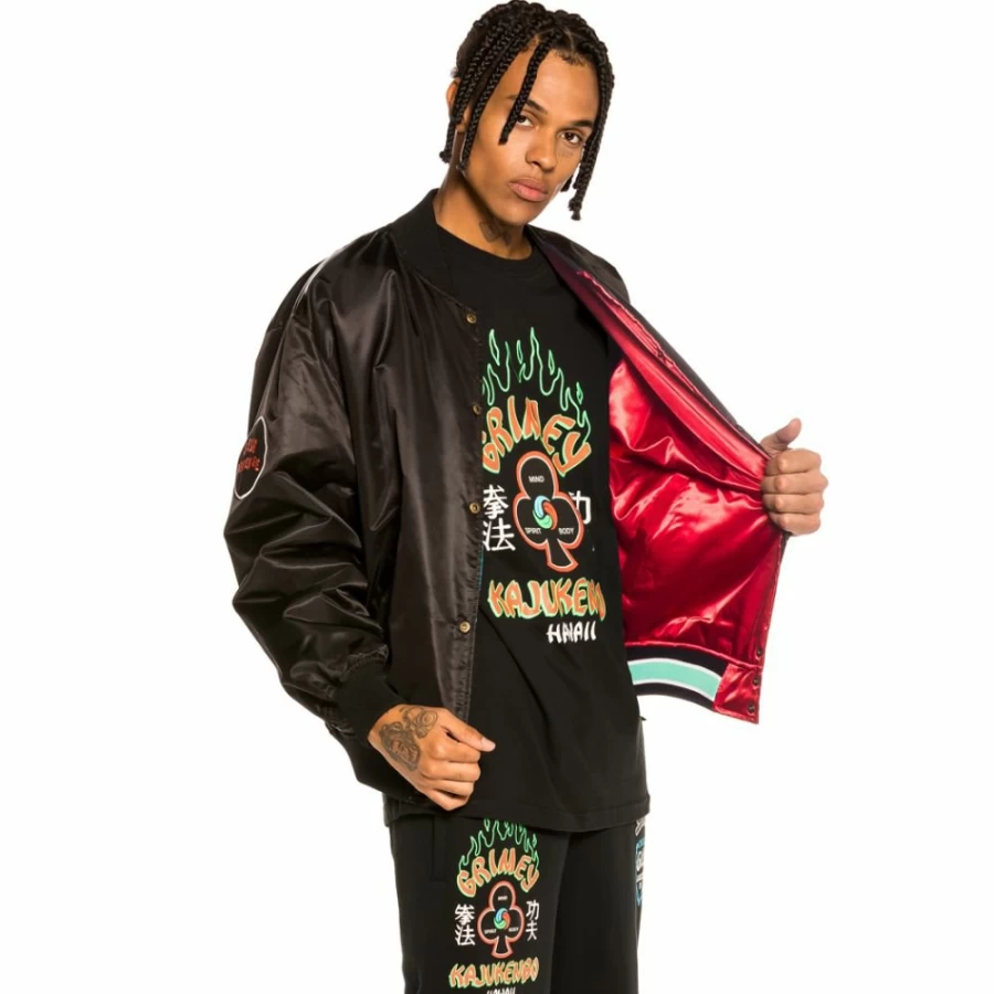 Grimey Reversible Satin Jacket "Destroy All Fear" - Red, Men's Streetwear, Fall 2021 Collection
